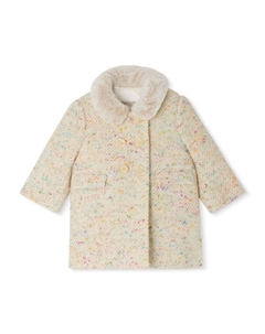 Пальто с воротником из искусственного меха, нейтральный цвет Bonpoint