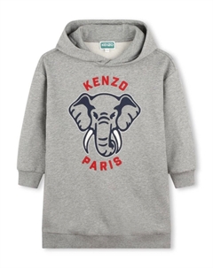 Платье-худи с принтом Elephant, серый Kenzo kids