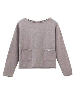 Серый свитер для девочки с карманами мягкой вязки, серый Dadati