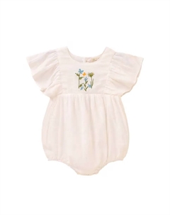 Платье для девочки с короткими рукавами и цветочной вышивкой, белый Dadati