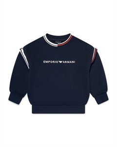Kids хлопковый джемпер с вышитым логотипом, синий Emporio armani