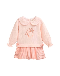 Платье для девочки с юбкой с рюшами в мелкую клетку, коралловый Dadati