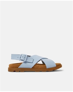 Детские кожаные сандалии со скрещенными ремешками, светло-голубой Camper