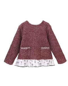 Толстовка под мрамор для девочки с карманами и рюшами, цвет Granate Dadati