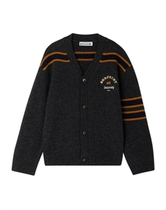 Шерстяной кардиган с полосками, серый Bonpoint
