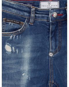 Джинсы прямого кроя с логотипом-аппликацией, синий Philipp plein