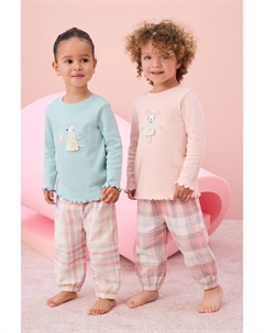 Пижама с тканым дном, 2 шт в упаковке (9 мес 10 лет), розовый Next