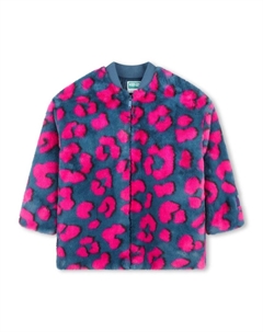 Пальто из искусственного меха с анималистичным узором, синий Kenzo kids