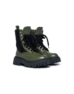 Kids кожаные ботинки со шнуровкой и логотипом, зеленый Marni