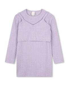 Kids многослойное платье с логотипом 4G, фиолетовый Givenchy
