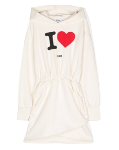 Платье с капюшоном и надписью, нейтральный цвет Msgm kids
