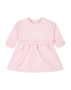 Kids платье с длинными рукавами и принтом логотипа, розовый Givenchy