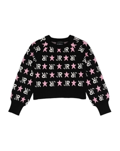 Свитер вязки интарсия с логотипом, черный John richmond junior