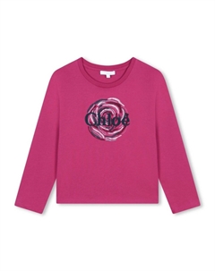 Kids футболка с вышитым логотипом, розовый Chloe