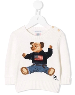 Kids свитер с вышивкой, белый Ralph lauren