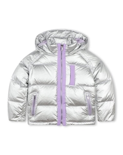 Kids куртка-пуховик с вышитым логотипом, серебристый Givenchy