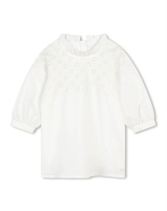Kids платье из органического хлопка с английской вышивкой, белый Chloe