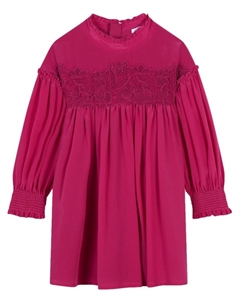 Kids шелковое платье с кружевом, розовый Chloe