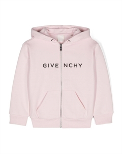 Kids толстовка с капюшоном на молнии с логотипом, розовый Givenchy