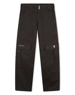 Kids габардиновые брюки карго с логотипом 4G, черный Givenchy