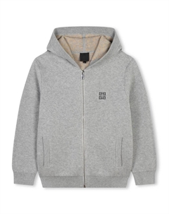 Kids худи на молнии с вышитым логотипом, серый Givenchy
