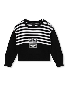 Kids полосатый джемпер с логотипом 4G, черный Givenchy