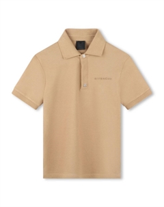 Kids рубашка поло с вышитым логотипом, нейтральный цвет Givenchy