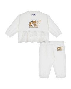 Хлопковый спортивный костюм Teddy Bear, белый Moschino kids