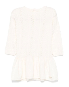 Kids платье ажурной вязки, нейтральный цвет Chloe