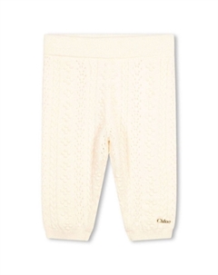Kids трикотажные брюки с вышитым логотипом, нейтральный цвет Chloe