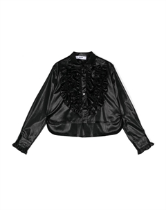 Рубашка из ткани ламе с оборками, черный Msgm kids