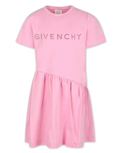 Kids хлопковое платье с логотипом, розовый Givenchy