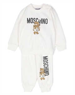 Спортивный костюм с логотипом, нейтральный цвет Moschino kids