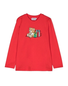 Футболка с принтом плюшевого мишки, красный Moschino kids