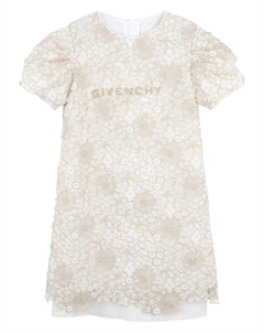 Kids платье с вышитым логотипом, нейтральный цвет Givenchy