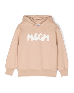 Худи с логотипом, нейтральный цвет Msgm kids