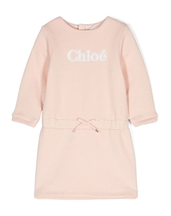 Kids платье-толстовка с вышитым логотипом, розовый Chloe