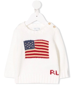 Kids вязаный джемпер с принтом, белый Ralph lauren
