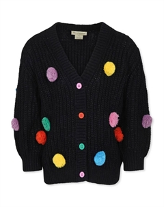 Kids кардиган с помпонами, черный Stella mccartney