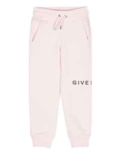 Kids хлопковые спортивные брюки с логотипом, розовый Givenchy