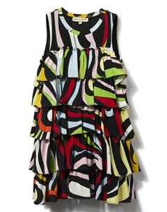 Junior платье с оборками и принтом Marmo, черный Pucci