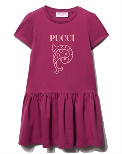Junior хлопковое платье с логотипом, фиолетовый Pucci