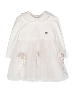 Комплект из тюлевого платья с цветочной аппликацией, белый Monnalisa