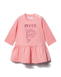 Junior хлопковое платье с логотипом, розовый Pucci