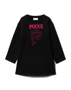Junior хлопковое платье с вышитым логотипом, черный Pucci
