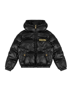 Пуховик с вышитым логотипом, черный Moschino kids