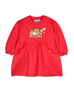 Расклешенное платье с логотипом, красный Moschino kids