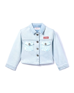 Junior джинсовая куртка с вышитым логотипом, синий Pucci
