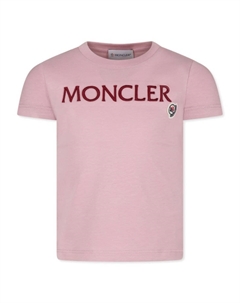 Enfant футболка из хлопка с логотипом, розовый Moncler