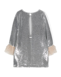 Платье с круглым вырезом и пайетками, серебристый Monnalisa